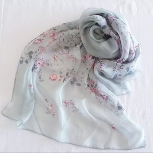 Pastel Green and Pink Floral Scarf
